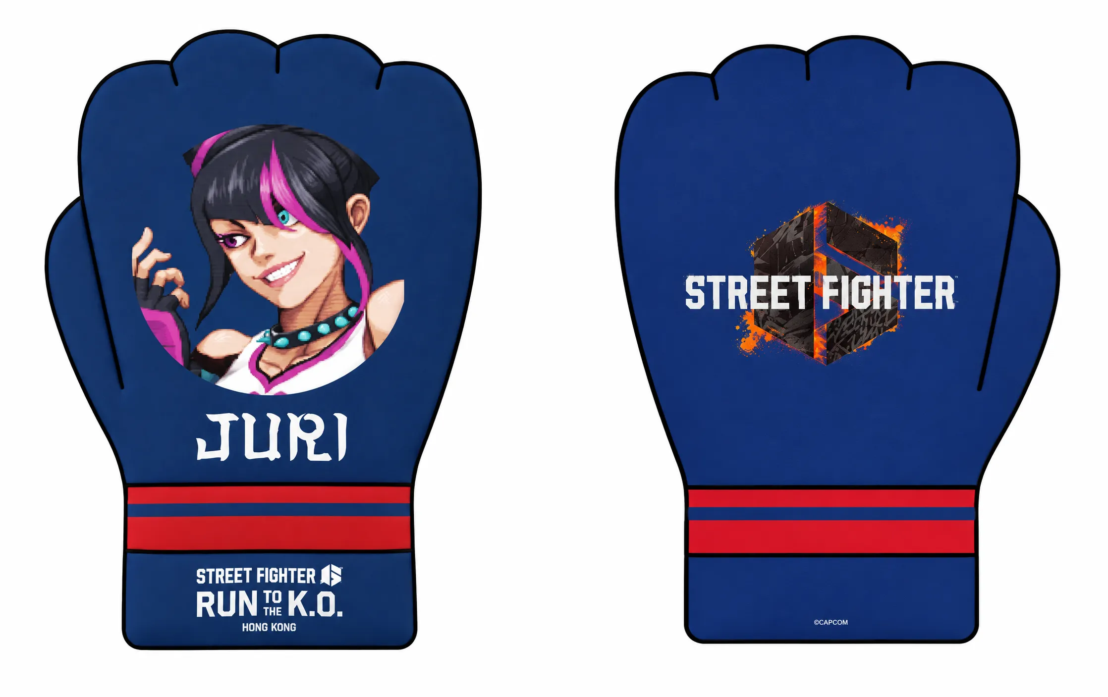 Juri 藍色拳套抱枕正面及背面