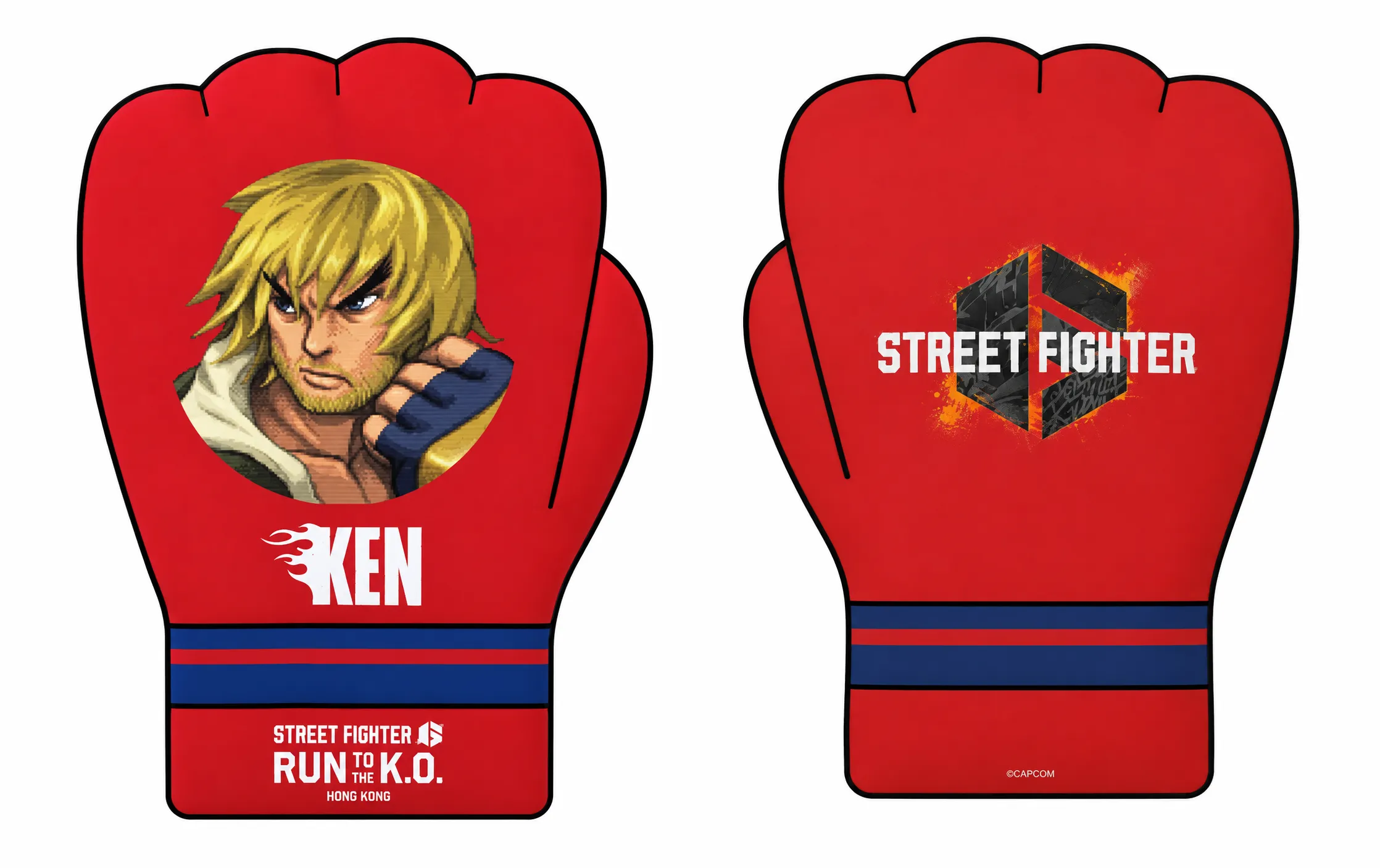 Ken 紅色拳套抱枕正面及背面