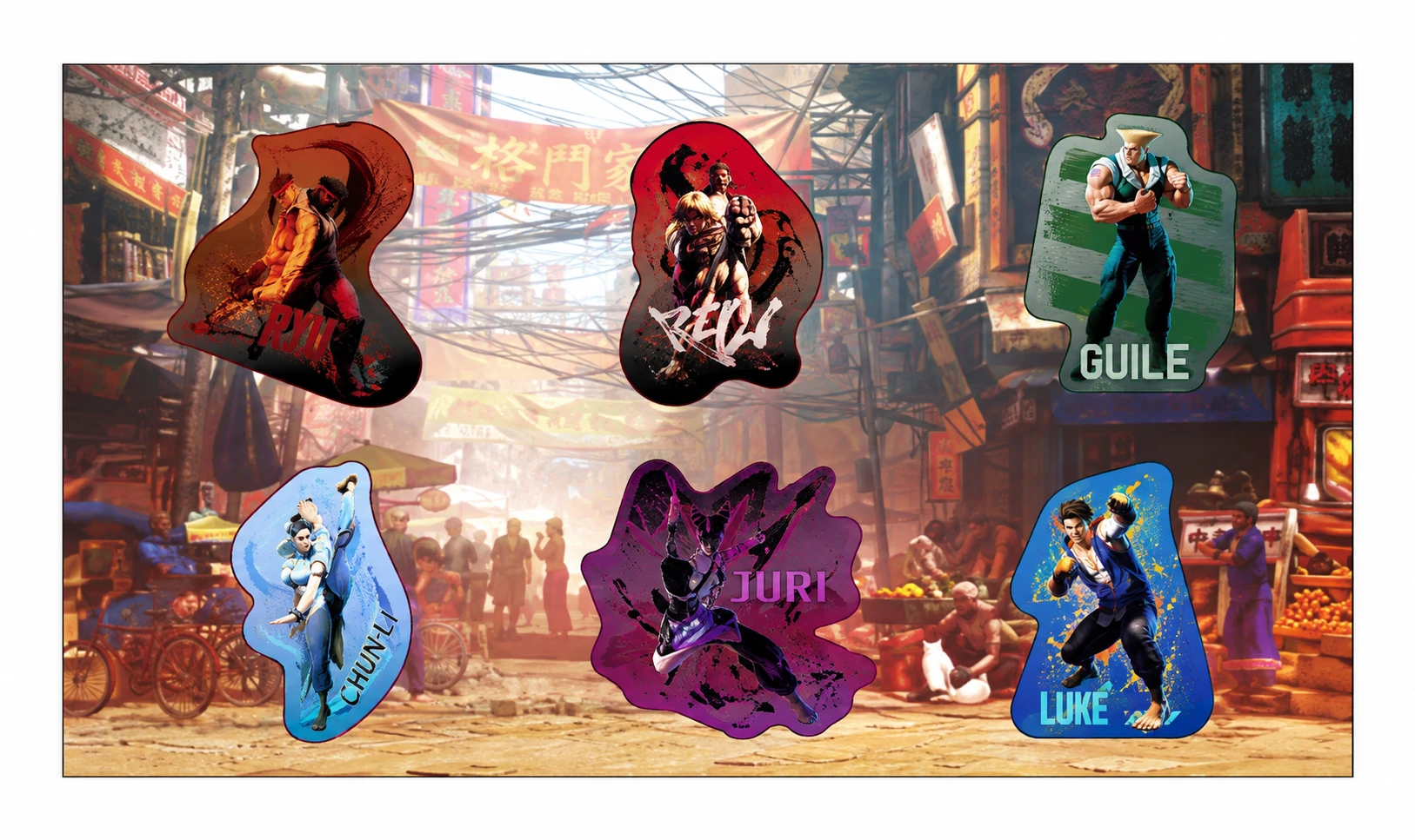 六款 Street Fighter 角色襟章完整排列